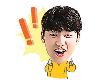 ❕ homem, desenho animado, expressão, feliz, exclamação telegram sticker