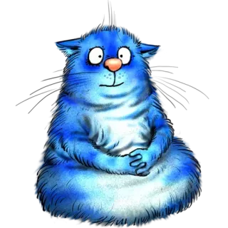 😕 cat, blue, cartoon, animal, cute, fluffy telegram sticker