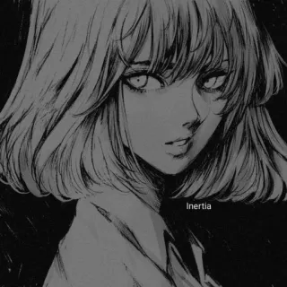 💜 Inertia anime, manga, girl, portrait, art, black and white telegram sticker