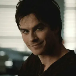 🦇 Damon Salvatore The Vampire Diaries mężczyzna, uśmiechnięty, ciemne włosy, przystojny, serial, wampir, aktor, postać telegram sticker
