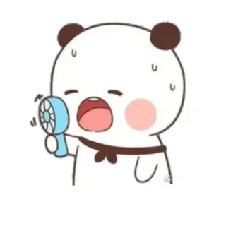 🍃 panda, cartoon, cute, fan, sweat, hot, kawaii telegram sticker
