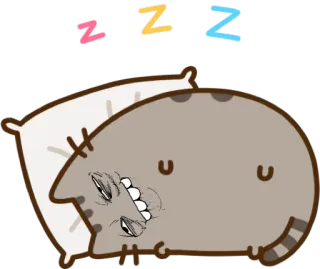 💤 Pusheen zzz แมว, นอนหลับ, หมอน, การ์ตูน, น่ารัก, zzz telegram sticker