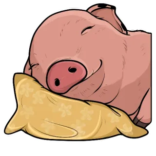 😴 maiale, animale, dormire, cuscino, carino, cartone animato whatsapp sticker