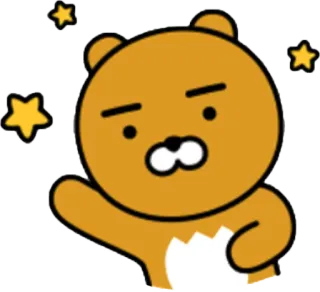 ☺️ Ryan Kakao Friends, Bär, Cartoon, Sterne whatsapp sticker