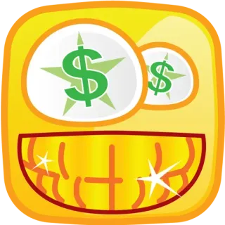 🤑 emoji, dólar, dinero, dibujo animado, rico, avaricia, feliz whatsapp sticker