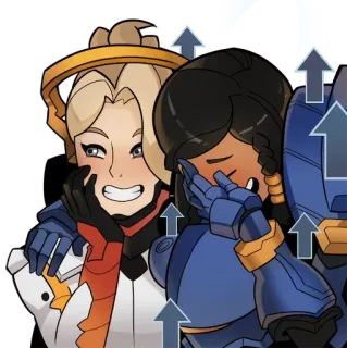 😅 mercy, pharah, overwatch, videogioco, fanart whatsapp sticker