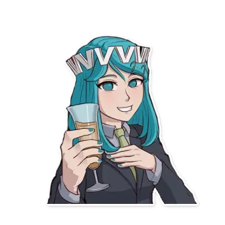 🍾 Anime, Meisje, Cartoon, Toast, Drankje telegram sticker