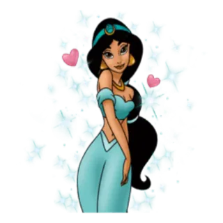 😇 Jasmine Aladdin prinzessin, disney, cartoon, magie, liebe, herz whatsapp sticker