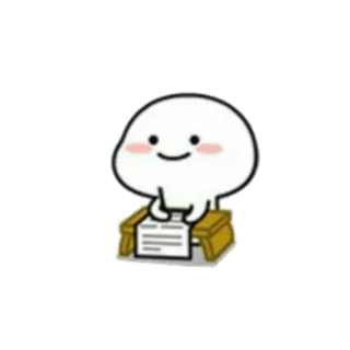 📚 cute, kawaii, blob, writing, desk, happy telegram sticker
