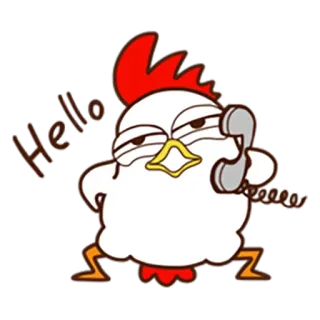 🙂 Hello Huhn, Handy, Hallo, Grüße, Cartoon telegram sticker