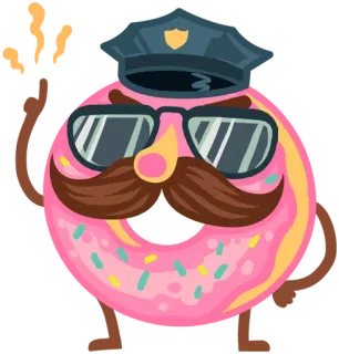 😎 donut, police, cop, food, cartoon, sweet, treat, officer telegram sticker