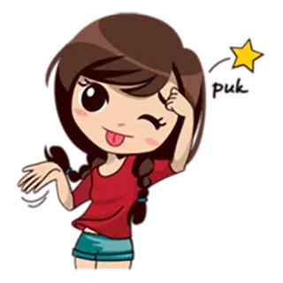 😜 winks kreskówka, dziewczyna, mrugnięcie, gwiazda, słodkie whatsapp sticker