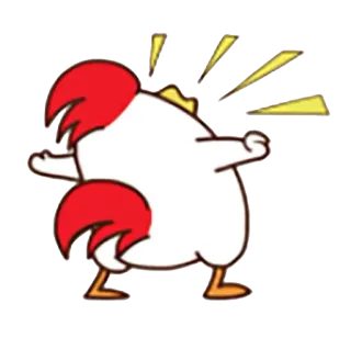 😙 Huhn, Cartoon, Tier, Vogel, wütend, rot, weiß telegram sticker