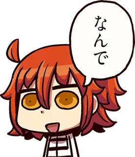 😦 なんで 애니메이션, 만화, 말풍선, 주황색 머리 whatsapp sticker