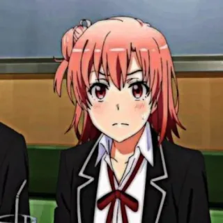 🖇 Yui Yuigahama My Teen Romantic Comedy SNAFU Anime, Meisje, Schooluniform, Roze haar, Cartoon, Yui Yuigahama, Oregairu telegram sticker