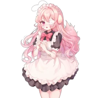 💋 Anime, Maid, Pinke Haare, Süß, Verband telegram sticker