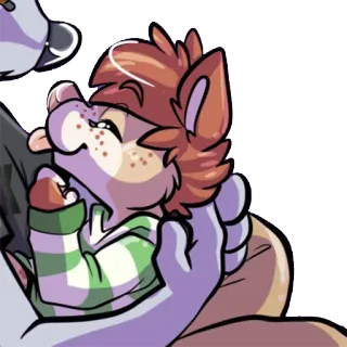 😋 furry, anthro, cartoon, hug, cute telegram sticker