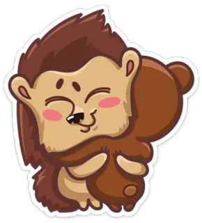 💏 hedgehog, teddy bear, cute, animal, friendship, hug telegram sticker
