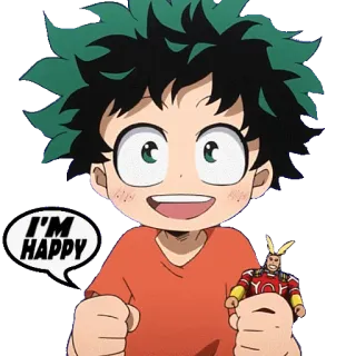 😃 Izuku Midoriya My Hero Academia I'M HAPPY Anime, My Hero Academia, MHA, Izuku Midoriya, Deku, Feliz telegram sticker