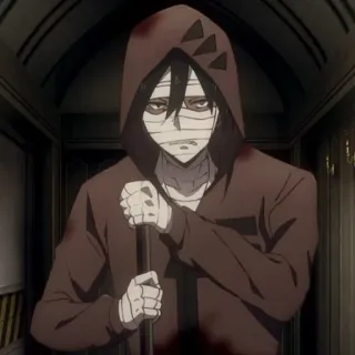 🖤 Isaac Foster Angels of Death Anime, Horor, Darah, Perban, Sabit, Karakter telegram sticker