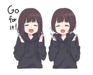 ✊ Go for it! 动漫, 卡通, 鼓励, 励志, 可爱, 女孩 whatsapp sticker