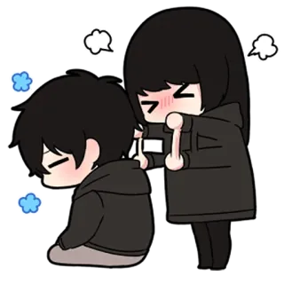 🖤 anime, love, couple, hearts, cute, affection telegram sticker