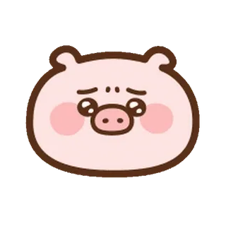 ⭐️ maiale, carino, cartone animato, animale, triste, kawaii, adesivo telegram sticker