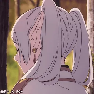 😈 @FIX_X_FOX 动漫, 精灵, 白发, 角色, 肖像 telegram sticker