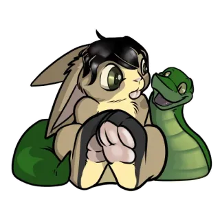 🐍 lapin, serpent, animal, dessin animé, mignon, amitié telegram sticker