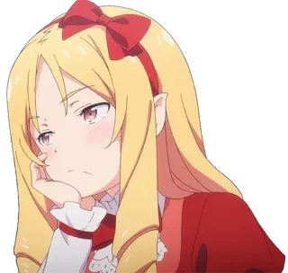 😑 anime, ragazza, cartone animato, bionda, annoiata whatsapp sticker