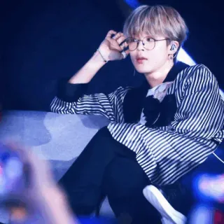 〰 Jimin Jimin, BTS, K-pop, idol, singer, performer, eyeglasses, stage, concert telegram sticker
