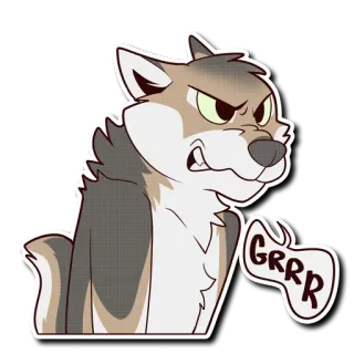 😤 GRRR loup, en colère, grognement, dessin animé, animal, agressif, illustration telegram sticker