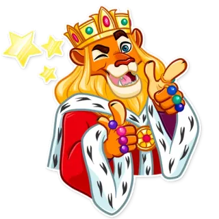 😉 лев, король, корона, животное, мультик, наклейка telegram sticker