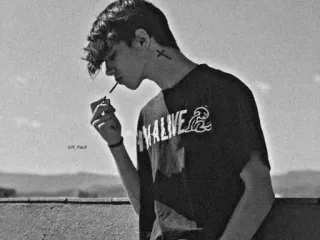 🙂 ALIVE teen, smoking, lollipop, grayscale telegram sticker