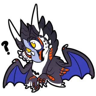 ⁉ naga, kartun, imut, binatang, fantasi telegram sticker