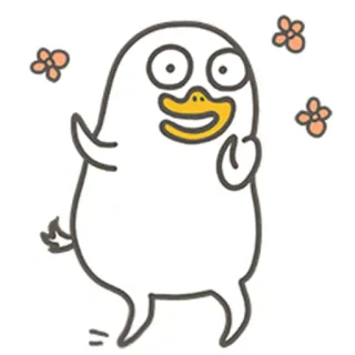 😀 утка, мультфильм, животное, милый, цветок whatsapp sticker