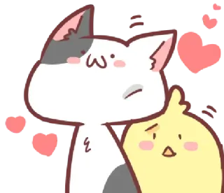 ❤️ kucing, burung, imut, hati, stiker, kartun, persahabatan whatsapp sticker