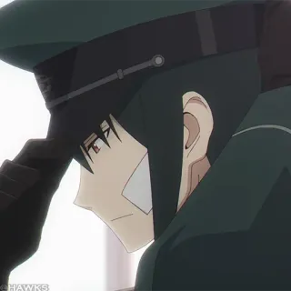 ⛓️ Anime, Tentara, Topi, Seragam, Pria, Serius telegram sticker