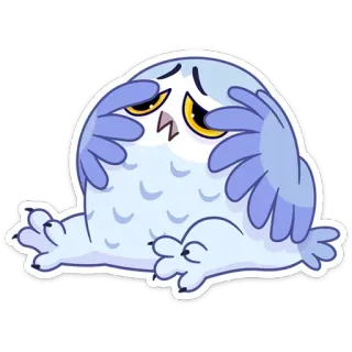 😩 Cartone animato, Gufo, Triste, Carino, Animale, Adesivo telegram sticker