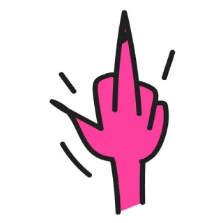 🖕 가운데 손가락, 무례한, 제스처, 모욕적인, 모욕, 분홍색, 손가락 telegram sticker