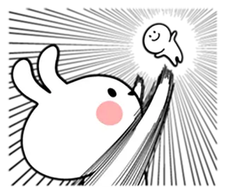 😈 Conejo, Dibujo animado, Lindo, Animal, Feliz, Blanco whatsapp sticker