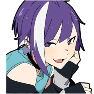 🙃 anime, purple hair, cartoon, character, art telegram sticker