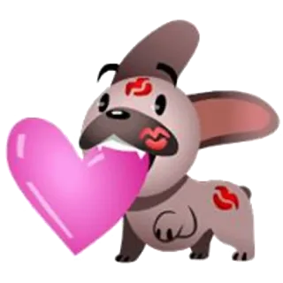 💝 cão, coração, animal, amor, beijo, desenho animado telegram sticker