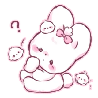 📩 kawaii, lindo, conejo, pregunta, chibi, ilustración telegram sticker