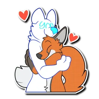 🤗 you hug, furry, love, fox, wolf, affectionate, cuddle, cartoon telegram sticker