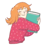 👍 girl, book, reading, hug, cute, happy telegram sticker