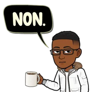 ❌ NON. bitmoji, いいえ, 拒否, コーヒー, 人, 漫画 telegram sticker