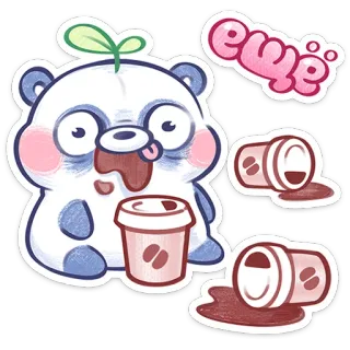 ⭐ Cute cute, coffee, kawaii, panda, adorable telegram sticker