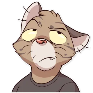 🙄 chat, dessin animé, animal, expression, fatigué, ennuyé telegram sticker
