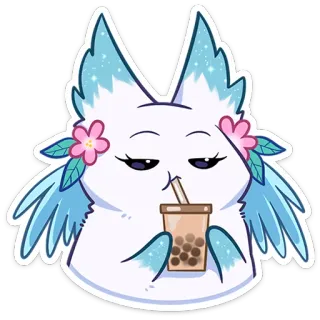 ☕ schattig, dier, cartoon, drankje, boba, thee, personage, sticker telegram sticker